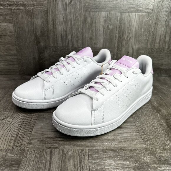 Adidas Advantage Women's size 9.5 White Bliss Lilac Leather Casual Shoes - Picture 3 of 8
